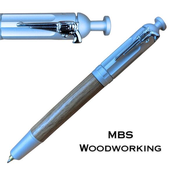 Handcrafted Wood Revolver Pen Pistol Shaped Clip Gun Lover Gift Exotic Cocobolo - Picture 2 of 7